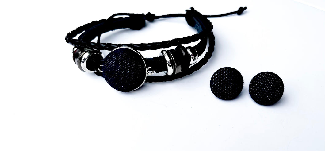 Duo bracelet boucles d’oreilles - noir