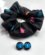 Load image into Gallery viewer, Duo mini chou - noir avec papillons

